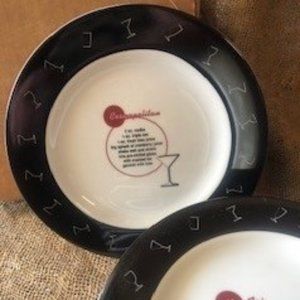 Pottery Barn "Retro Bar" Drink Recipes Salad/Dessert Plates - Set of 8